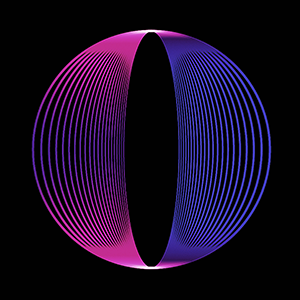 dessin vectoriel avec plusieurs lignes en forme de O dans des couleurs roses, violettes et bleues
