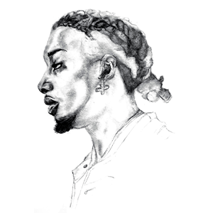 dessin au crayon de papier du rappeur playboi carti de profi